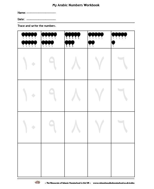 FREE ebook; My Arabic Numbers Workbook Pt 1 Arabic Numbers 1-10 | The