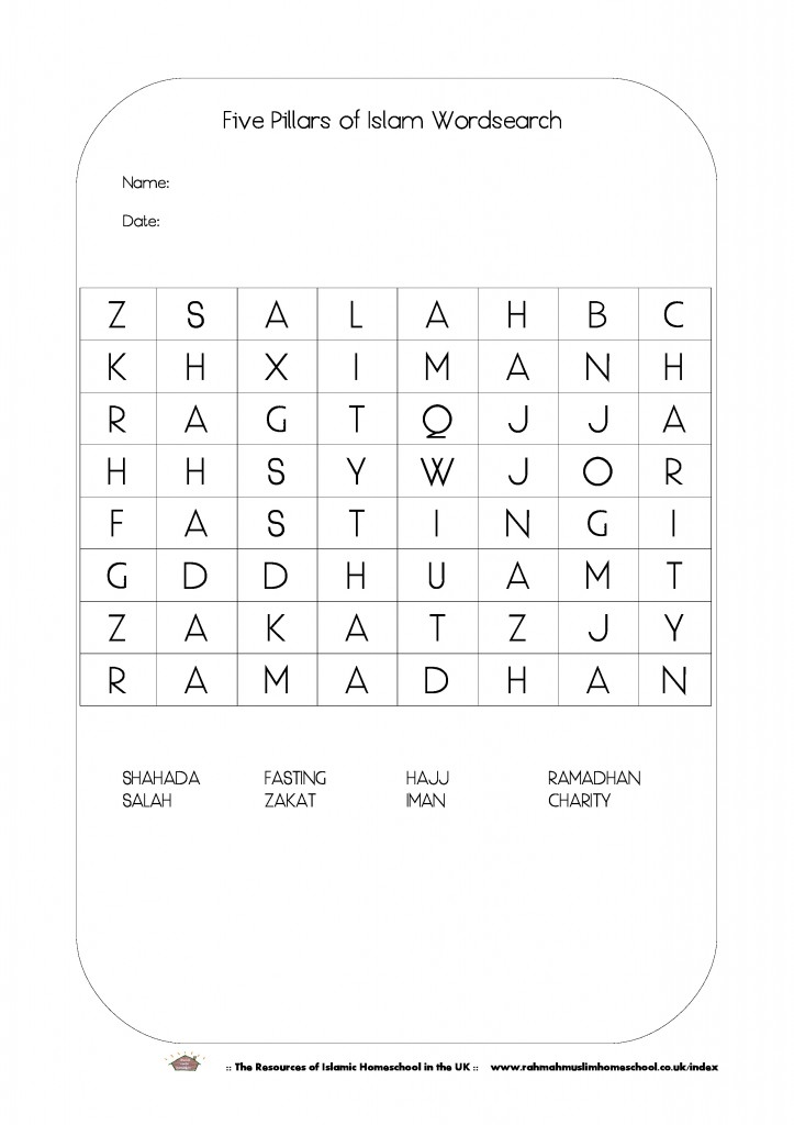 Five Pillars of Islam Wordsearch-page-0