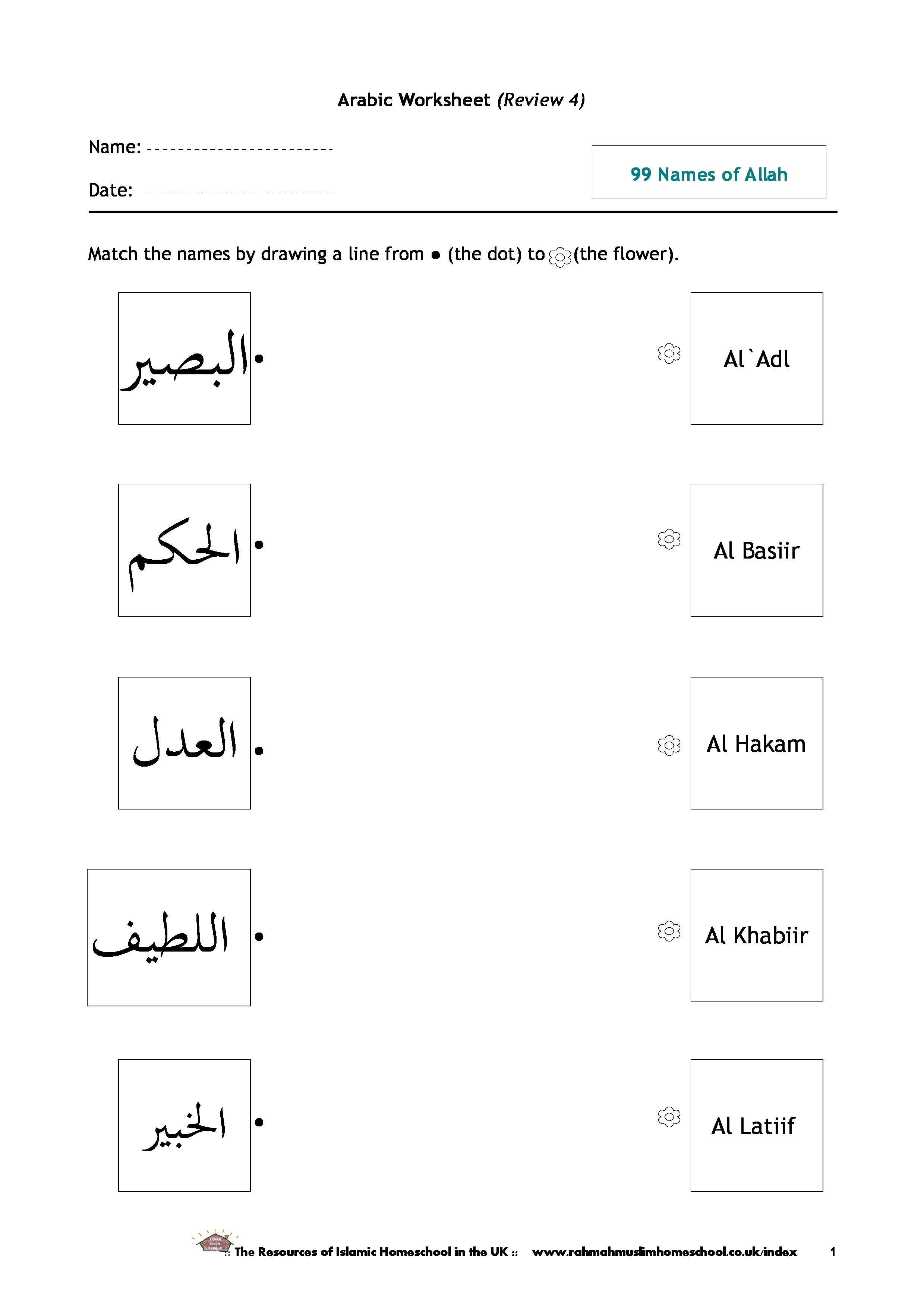 Review 4: Part 4 of the 99 Names of Allah | The Resources of Islamic